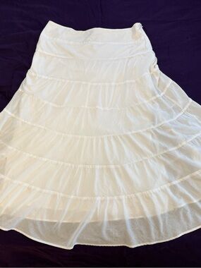 INC International Concepts White Tiered A-Line Maxi Skirt